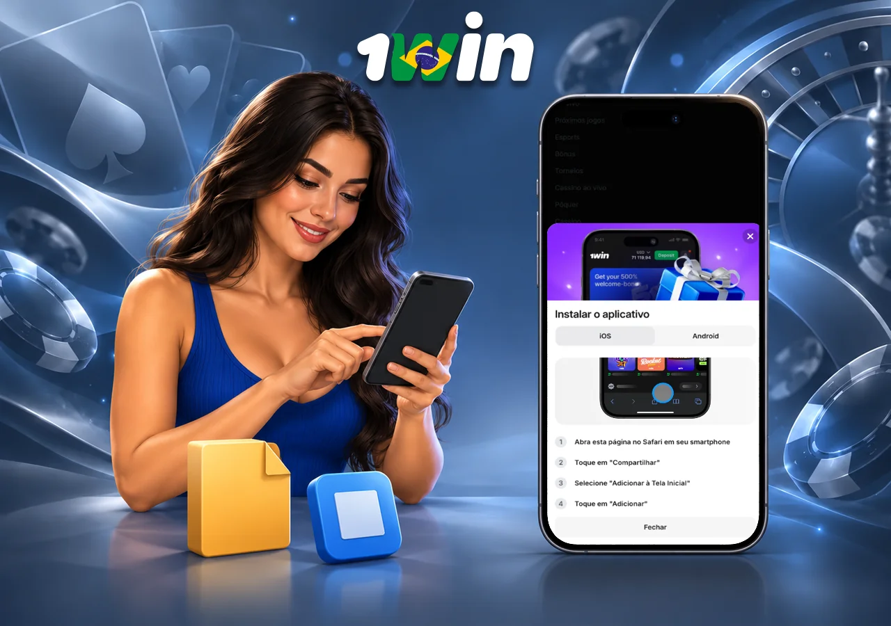 Uma jogadora consulta o celular enquanto o app surge em outro aparelho